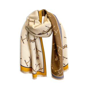 4666 Winter Scarf Cashmere Shawl Women Retro Horse Letter Pattern Warm